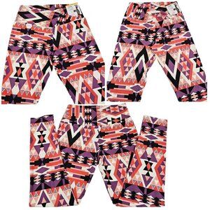 No Boundaries Sueded Crossover Waist Aztec Print Ankle Length Leggings NWT